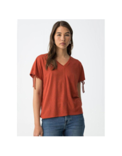 T-shirt col v pepita rouge femme - Tiffosi