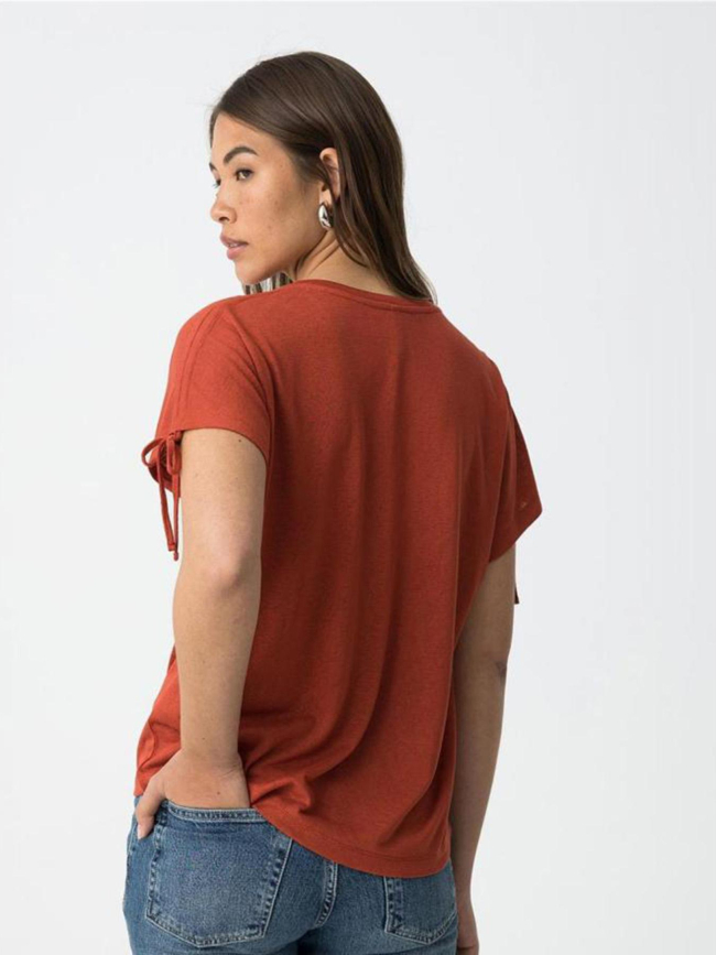 T-shirt col v pepita rouge femme - Tiffosi