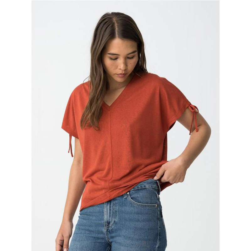 T-shirt col v pepita rouge femme Tiffosi wimod