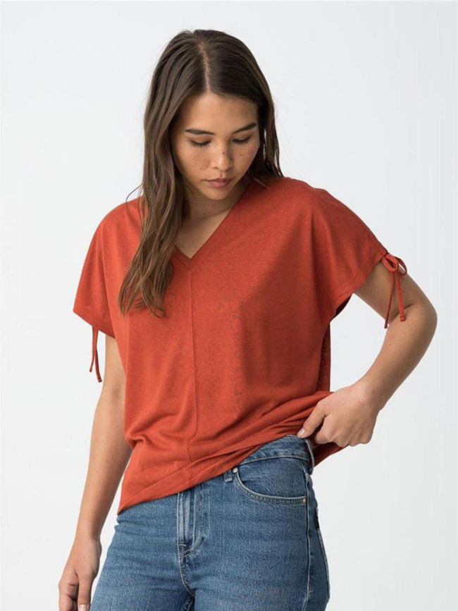 T-shirt col v pepita rouge femme - Tiffosi