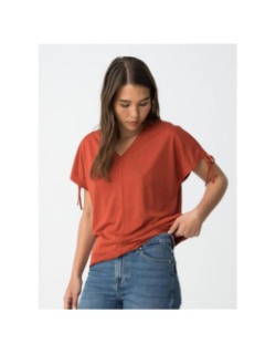 T-shirt col v pepita rouge femme - Tiffosi