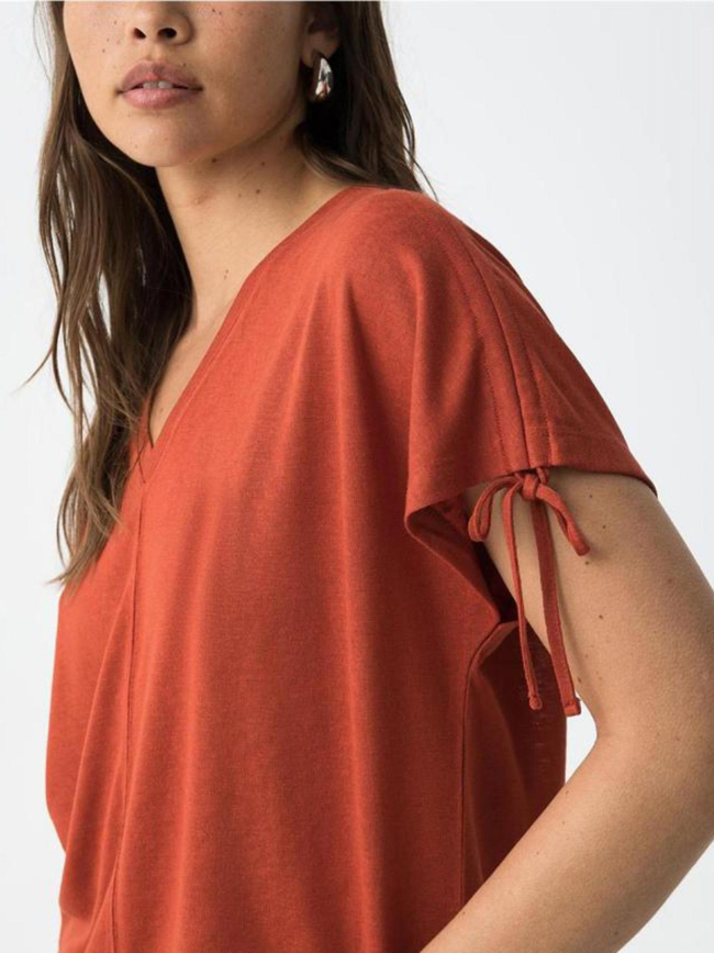 T-shirt col v pepita rouge femme - Tiffosi