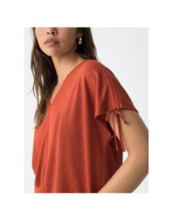 T-shirt col v pepita rouge femme - Tiffosi