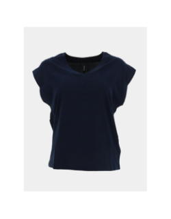 T-shirt col v uni charlize bleu marine femme - Tiffosi