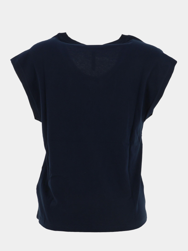 T-shirt col v uni charlize bleu marine femme - Tiffosi