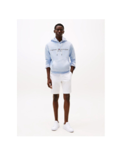 Sweat à capuche logo bleu clair homme - Tommy Hilfiger