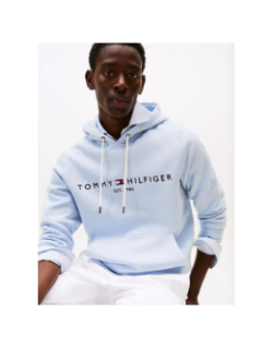Sweat à capuche logo bleu clair homme - Tommy Hilfiger