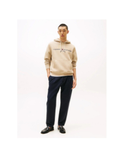 Sweat à capuche logo beige homme - Tommy Hilfiger