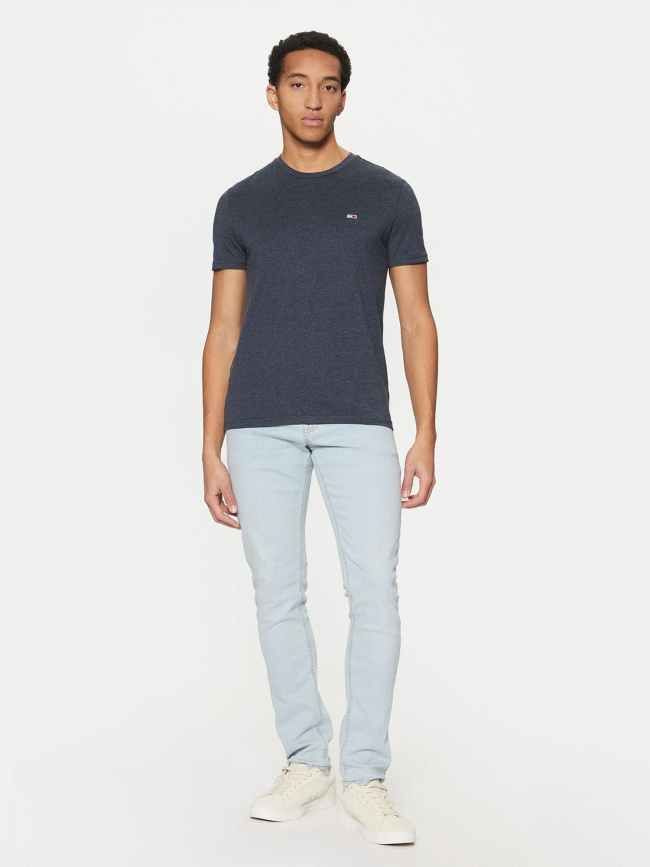 T-shirt slim jaspe bleu marine homme - Tommy Jeans