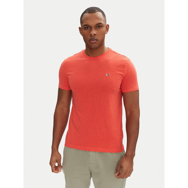 T-shirt uni slim jaspe corail homme - Tommy Jeans