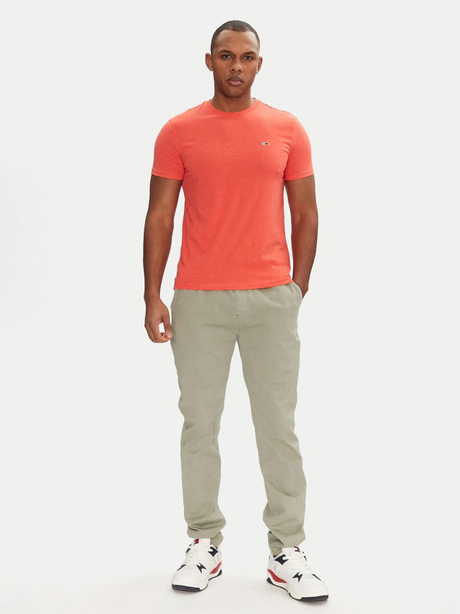 T-shirt uni slim jaspe corail homme - Tommy Jeans