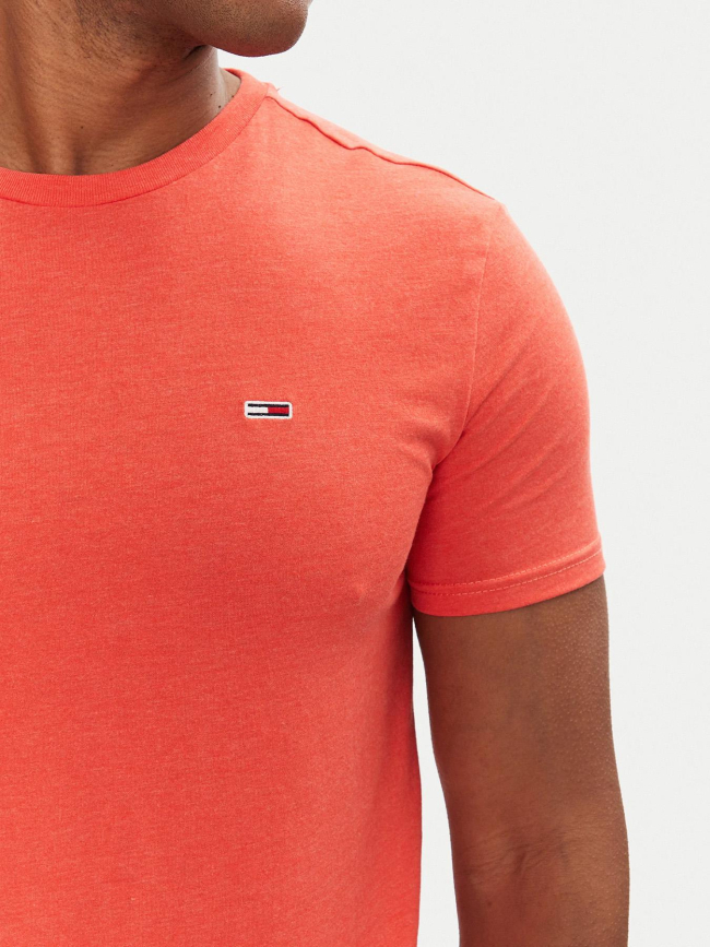 T-shirt uni slim jaspe corail homme - Tommy Jeans