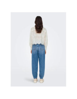 Chemise crop ajourée valais blanc femme - Only