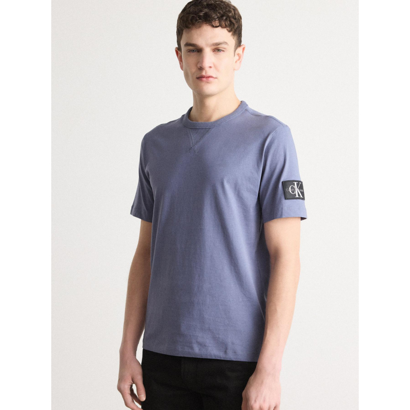 T-shirt badge regular bleu gris homme - Calvin Klein Jeans