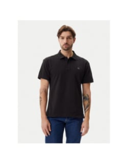 Polo uni logo woven label noir homme - Calvin Klein Jeans