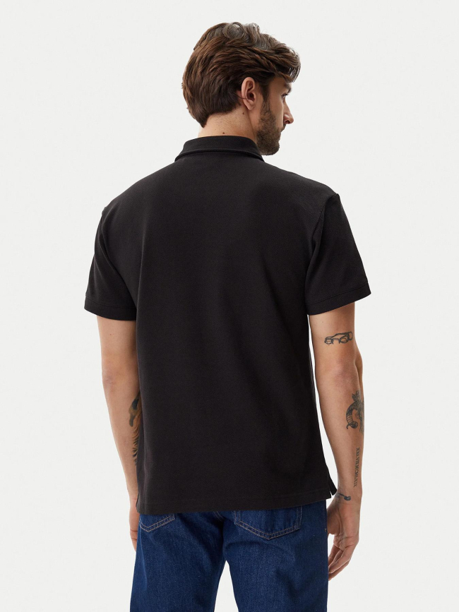 Polo uni logo woven label noir homme - Calvin Klein Jeans