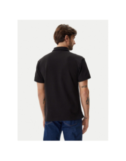 Polo uni logo woven label noir homme - Calvin Klein Jeans