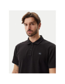 Polo uni logo woven label noir homme - Calvin Klein Jeans