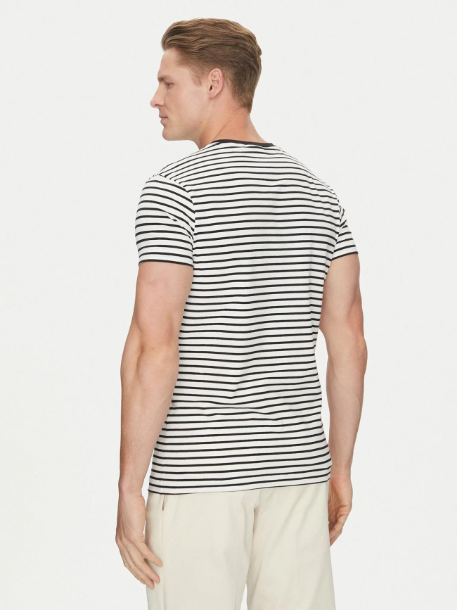 T-shirt rayé stretch slim blanc noir homme - Calvin Klein