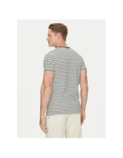 T-shirt rayé stretch slim blanc noir homme - Calvin Klein