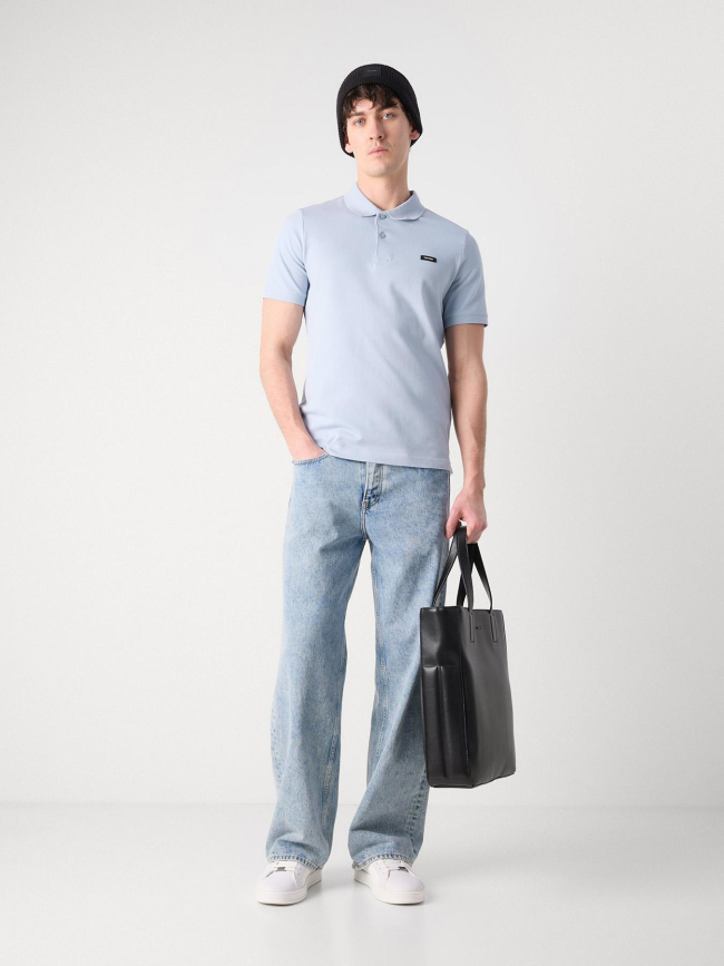 Polo stretch en piqué slim fit bleu homme - Calvin Klein