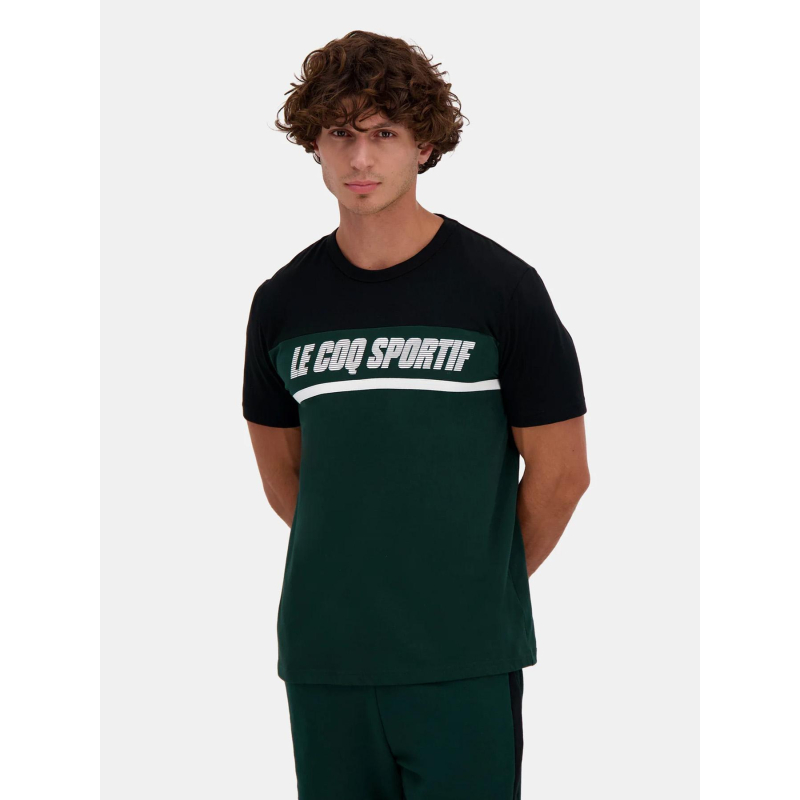 T-shirt contemporain vert et noir homme - Le Coq Sportif