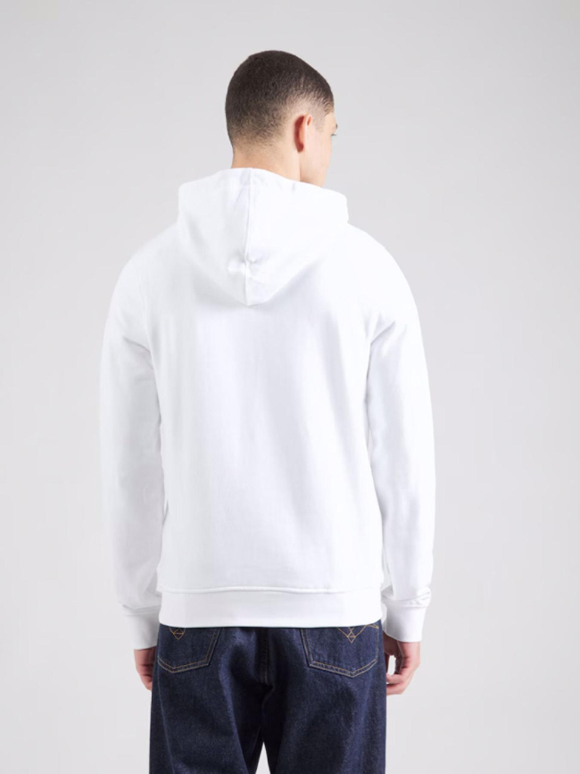 Sweat à capuche logo relief frontal blanc homme - Guess