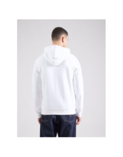 Sweat à capuche logo relief frontal blanc homme - Guess
