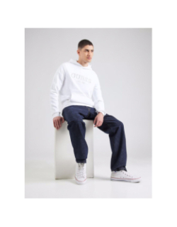 Sweat à capuche logo relief frontal blanc homme - Guess