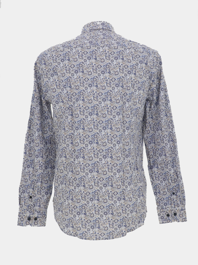 Chemise en coton stretch à imprimé floral bleu marine homme - Izac