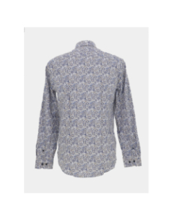 Chemise en coton stretch à imprimé floral bleu marine homme - Izac