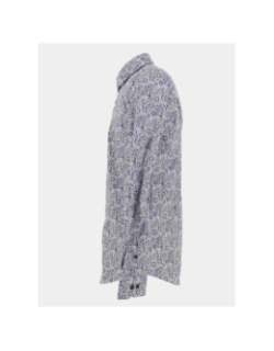 Chemise en coton stretch à imprimé floral bleu marine homme - Izac