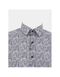 Chemise en coton stretch à imprimé floral bleu marine homme - Izac