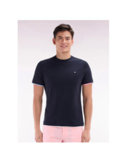 T-shirt à bordures de manches colorées bleu marine homme - Eden Park