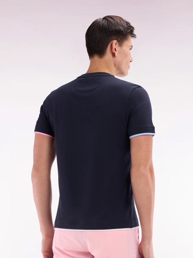 T-shirt à bordures de manches colorées bleu marine homme - Eden Park