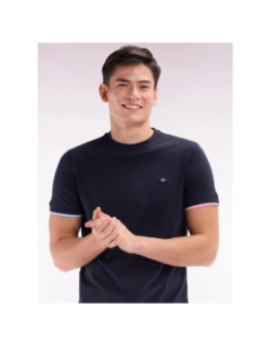 T-shirt à bordures de manches colorées bleu marine homme - Eden Park