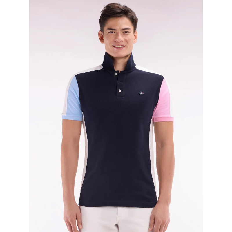 Polo à manches courtes colorblock bleu marine homme - Eden Park