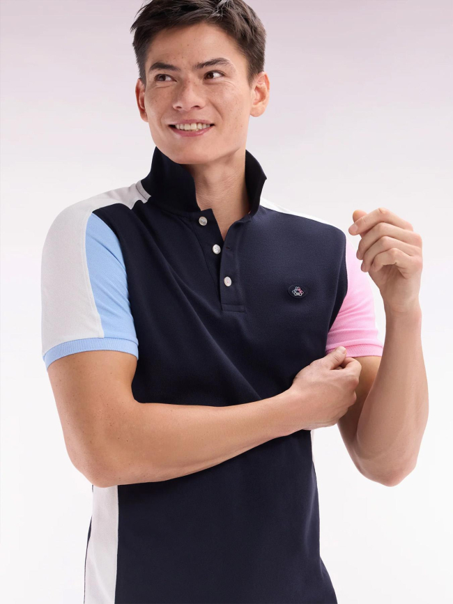 Polo à manches courtes colorblock bleu marine homme - Eden Park