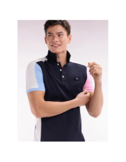 Polo à manches courtes colorblock bleu marine homme - Eden Park