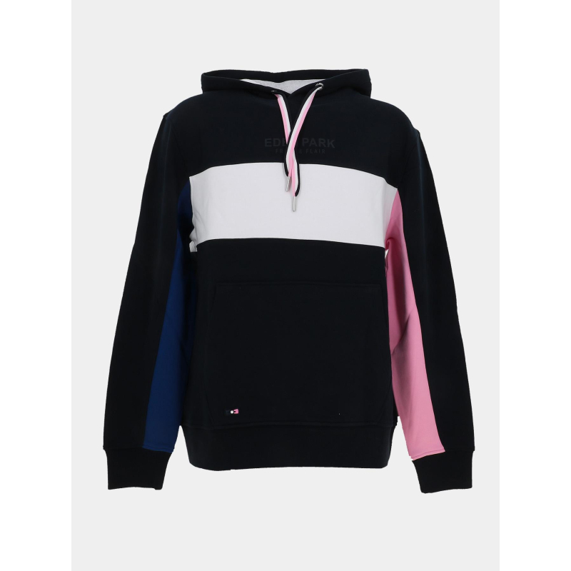 Sweat à capuche molleton bleu marine et blanc homme - Eden Park