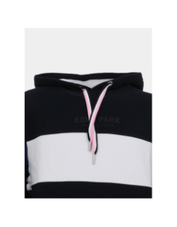 Sweat à capuche molleton bleu marine et blanc homme - Eden Park