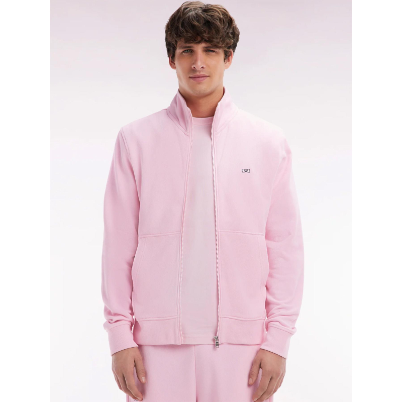 Sweat zippé en coton à coupe droite rose homme - Eden Park