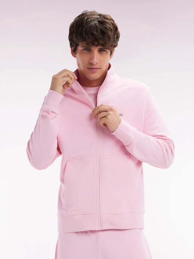 Sweat zippé en coton à coupe droite rose homme - Eden Park