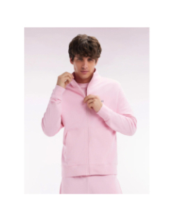 Sweat zippé en coton à coupe droite rose homme - Eden Park