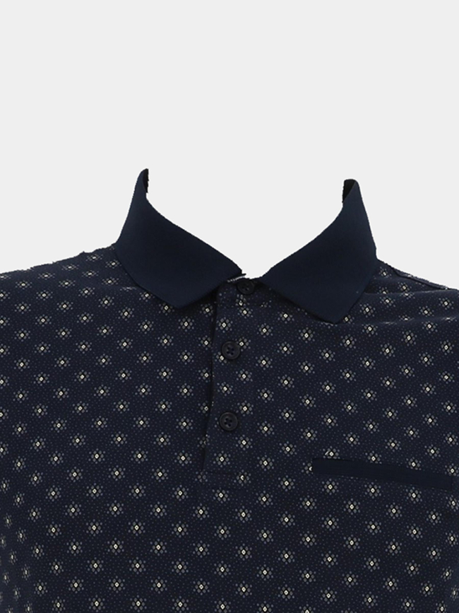 Polo stretch à manches courtes bassed bleu marine homme - Sun Valley