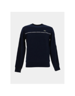 Sweat molleton à liserés griffés bleu marine homme - Lacoste