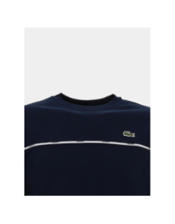 Sweat molleton à liserés griffés bleu marine homme - Lacoste