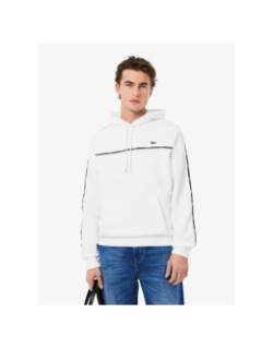 Sweat à capuche classic fit bandes siglées blanc homme - Lacoste