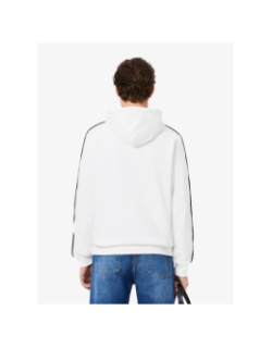 Sweat à capuche classic fit bandes siglées blanc homme - Lacoste