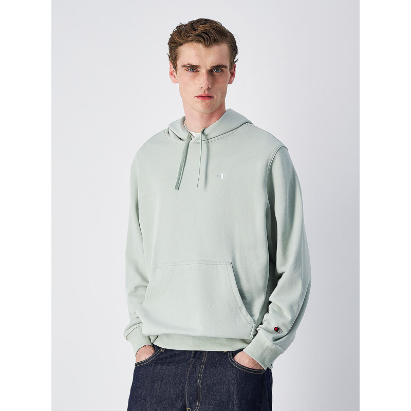 Sweat à capuche petit logo brodé vert d'eau homme - Champion